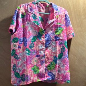 NWT teagan pj woven ss top xl pink isle best of friends.